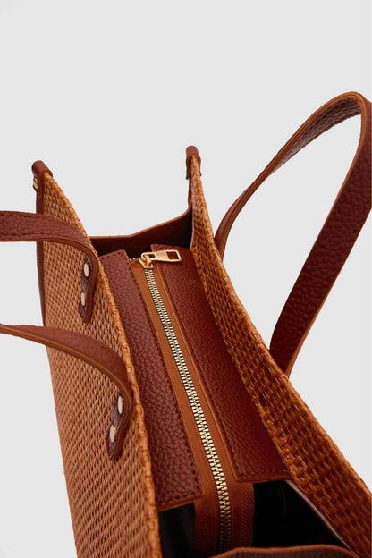 Large Straw Bag with Leather Hook Bag strawbag LUNARITY GARAGE   