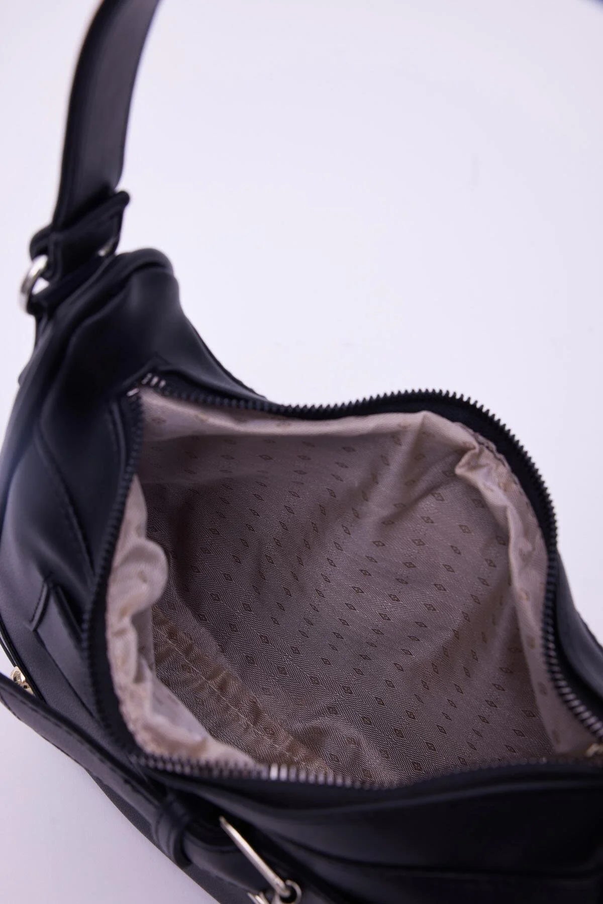 Faux Leather Black Baguette Bag with Buckle bag LUNARITY GARAGE   