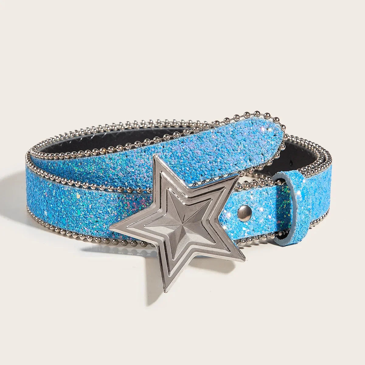 Y2K Star & Moon Rhinestone Buckle Belt Belt Lunarity Garage Blue 103CM