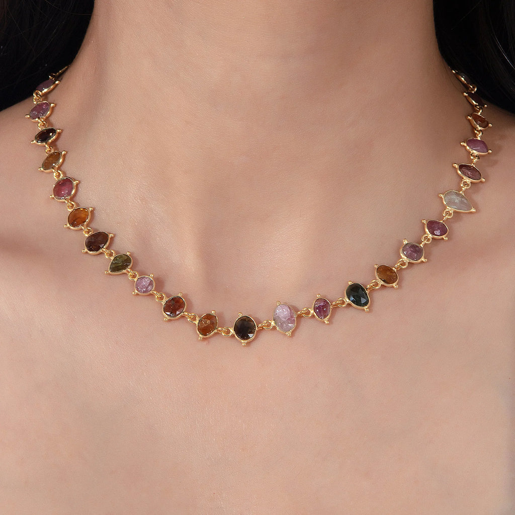 Handmade Natural Tourmaline Necklace – Gold Micron Plated Over Silver Necklace LUNARITY GARAGE
