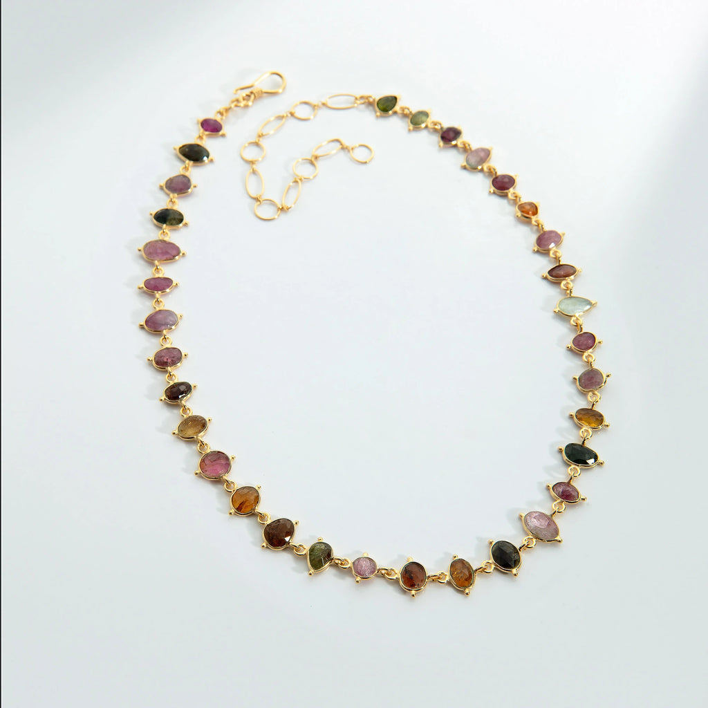 Handmade Natural Tourmaline Necklace – Gold Micron Plated Over Silver Necklace LUNARITY GARAGE