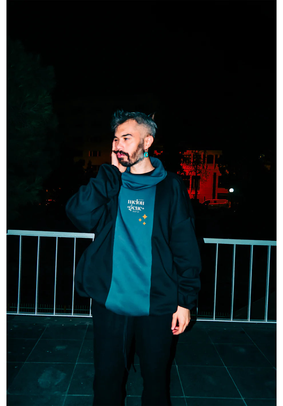 Under The Stars Storms Erupt Black Anthracite Turtleneck Sweatshirt Sweatshirts LUNARITY GARAGE XS