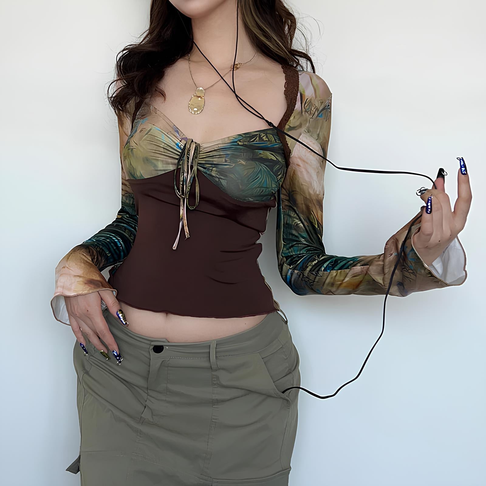 Fairycore Grunge Patchwork Crop Top crop top Lunarity Garage   