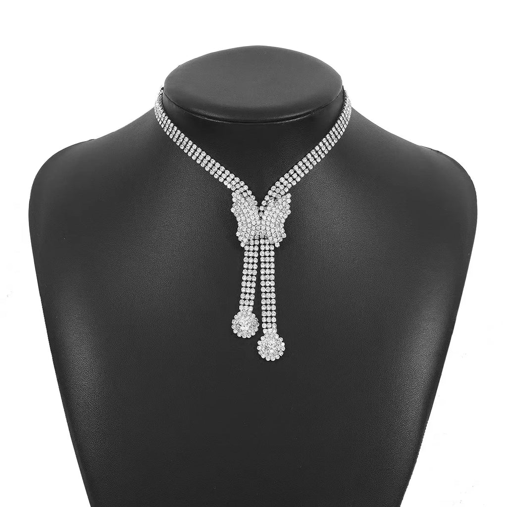 Luxury Rhinestone Butterfly V-Shaped Choker Necklace Necklace Lunarity Garage   