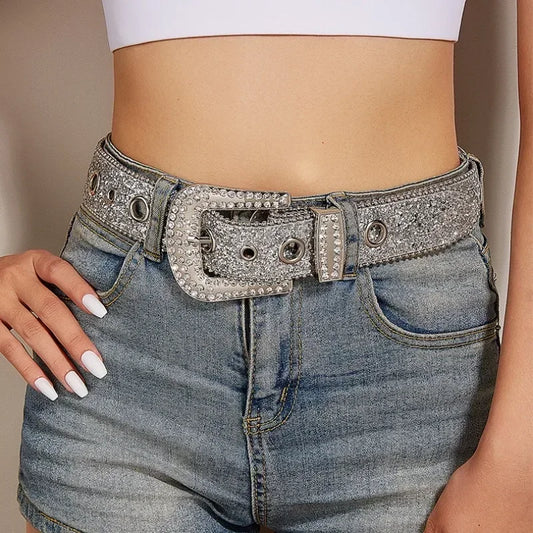 Y2K Punk Rhinestone & Sequin Belt Belt Lunarity Garage   